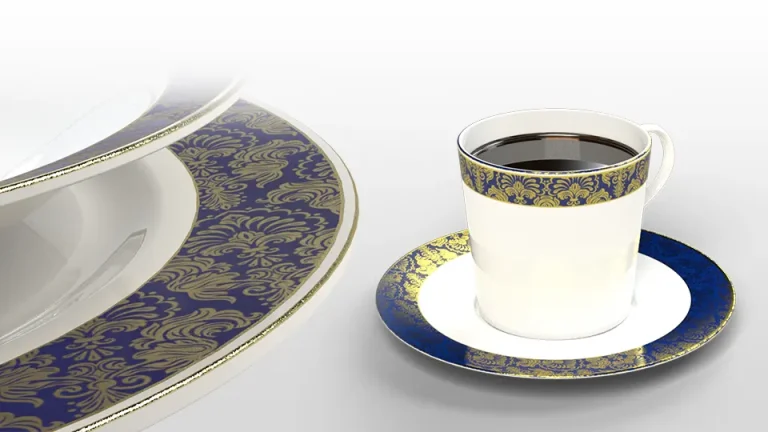 Render chávena e pratos cerâmica em SOLIDWORKS Visualize