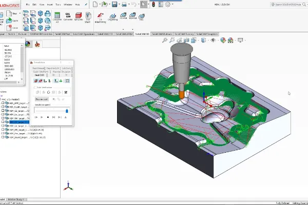 Interface da Integração do software SolidCAM no SOLIDWORKS